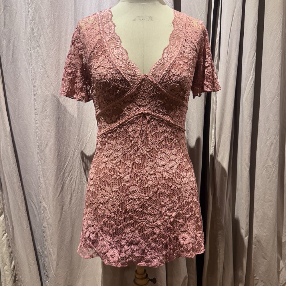 Ann Ferriday VTG Stretch Pucker Lace Mini Dress S/M Unworn ￼Stock